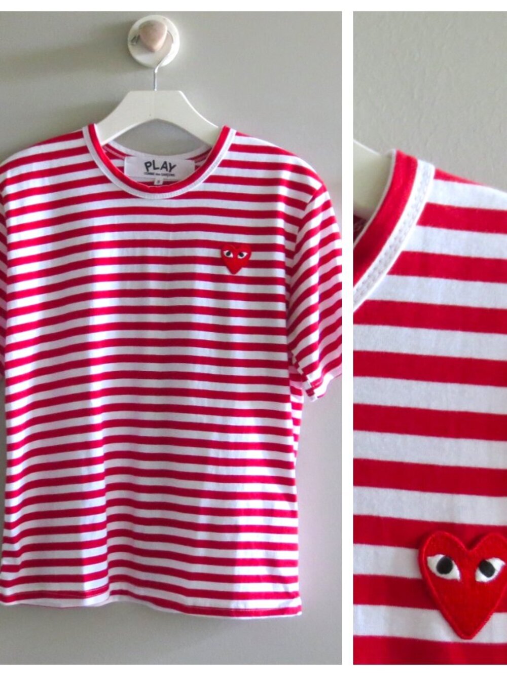 Comme des G Play Striped Heart Short T-Shirt Unisex O/S